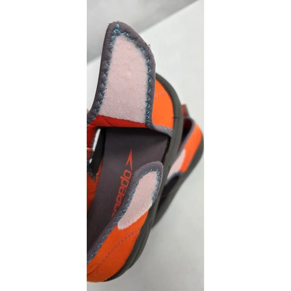 Speedo Kids Orange Grey Water Shoes Swim Pool Beach Shoes Size L 9/10